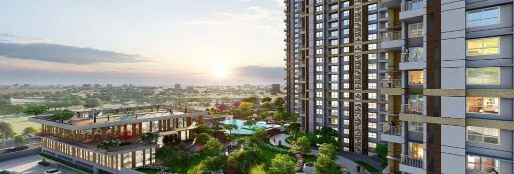 Galaxy Lodhi Greens luxury residential towers and green spaces in Lodhi Colony Delhi at sunset